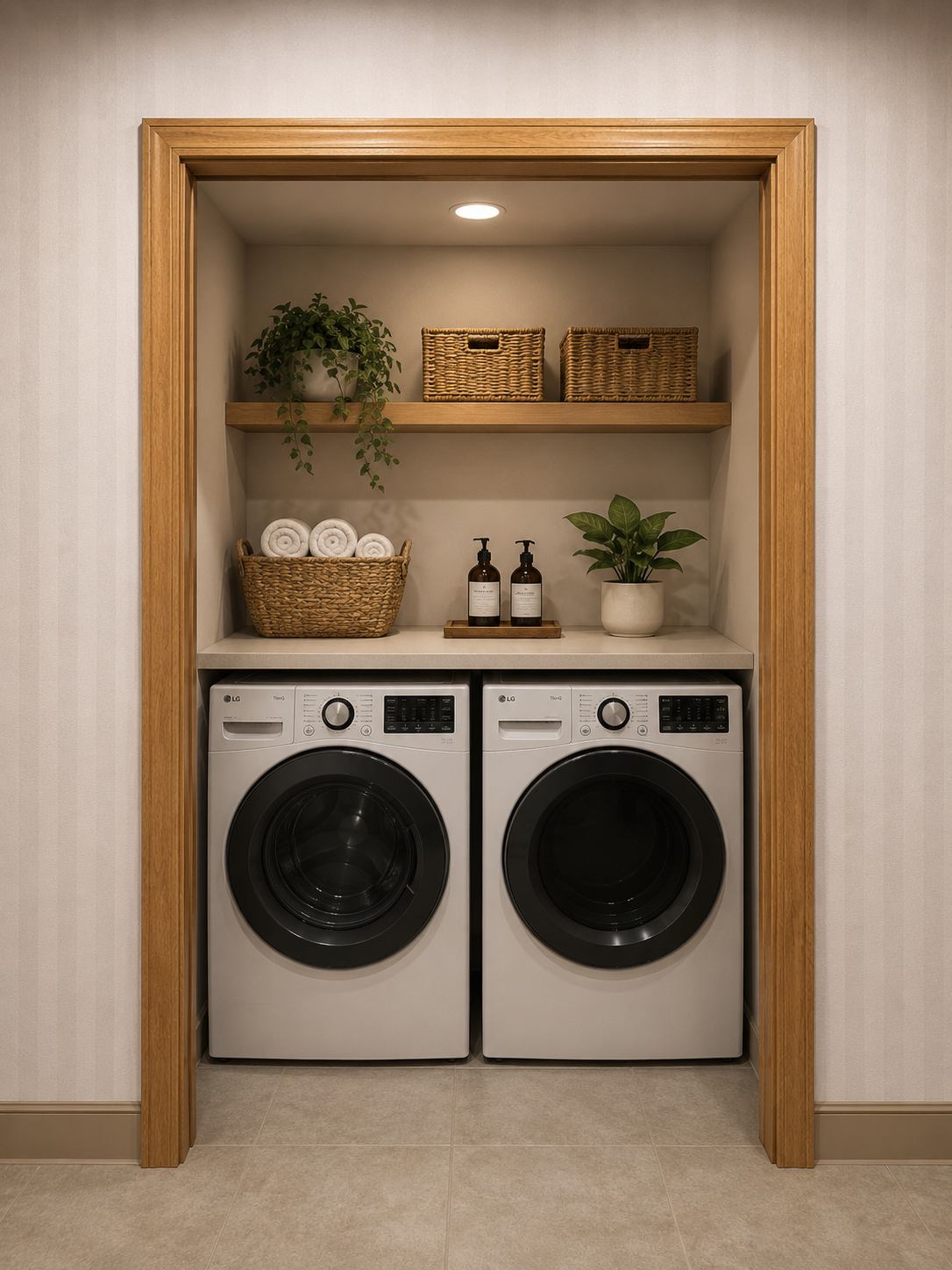 Washer and dryer with storage