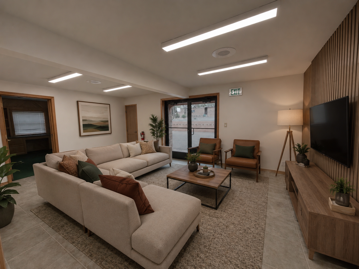 Shared living room with large TV